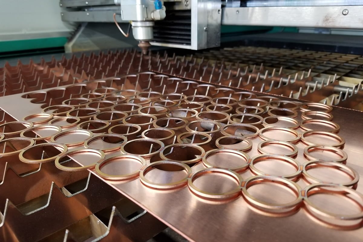 High speed copper fiber laser cut sample