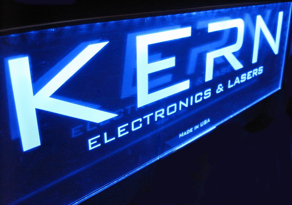 LED edge lit acrylic sign laser etched