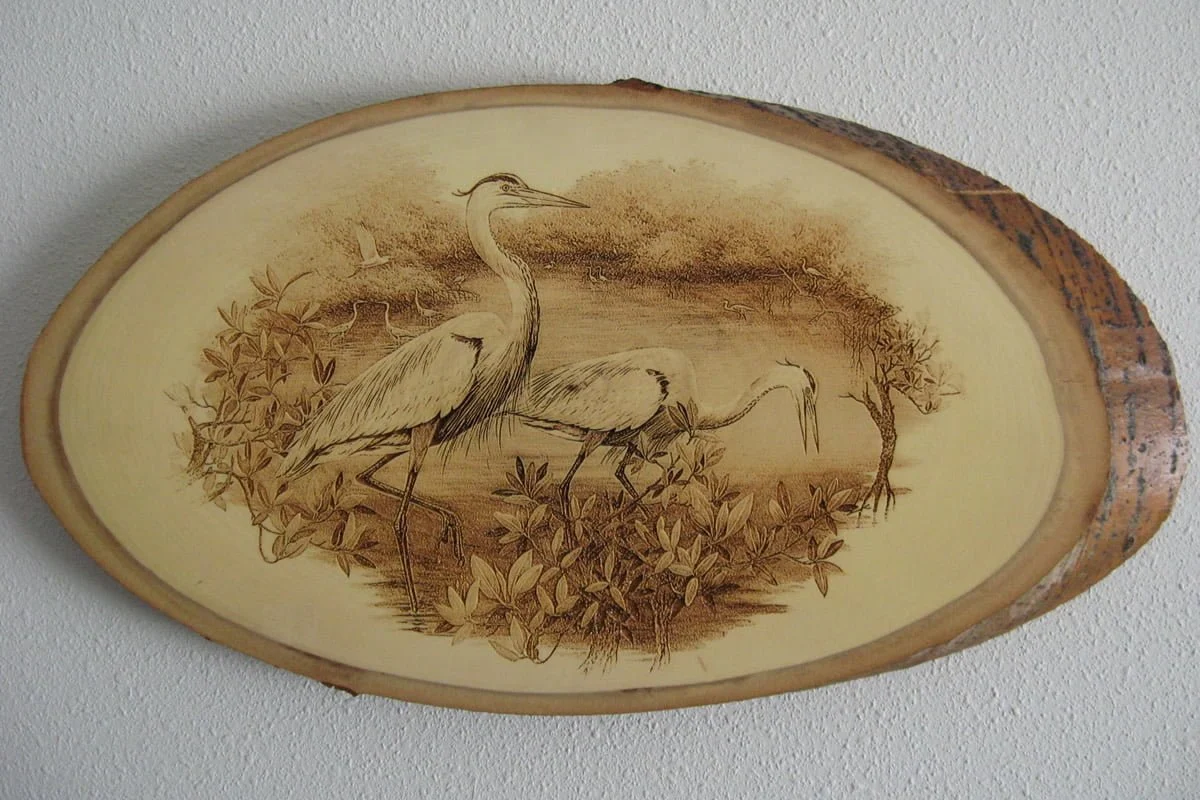 Laser etched intricate pattern on wood panel